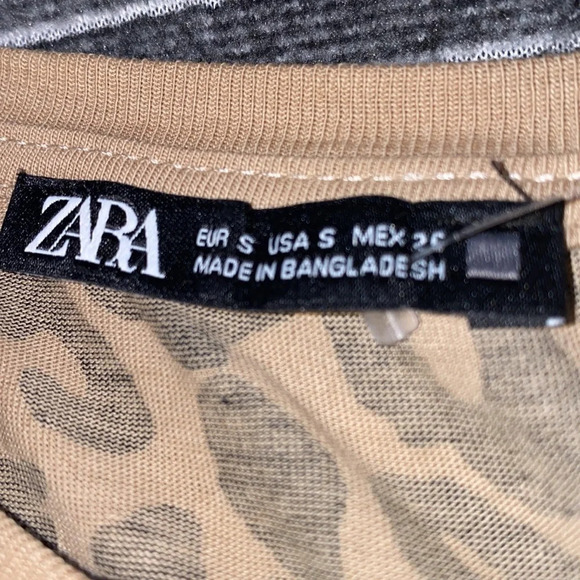 Zara Leopard print high low T-shirt  S New - Picture 5 of 7